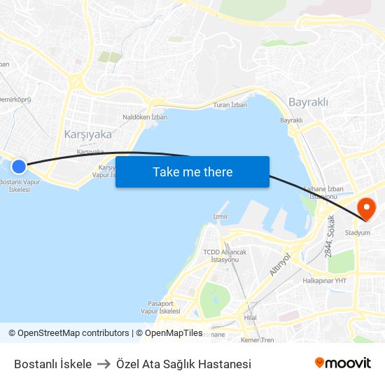 Bostanlı İskele to Özel Ata Sağlık Hastanesi map