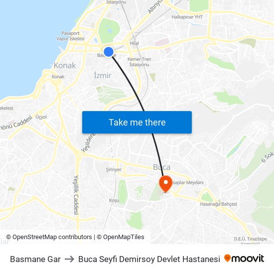 Basmane Gar to Buca Seyfi Demirsoy Devlet Hastanesi map