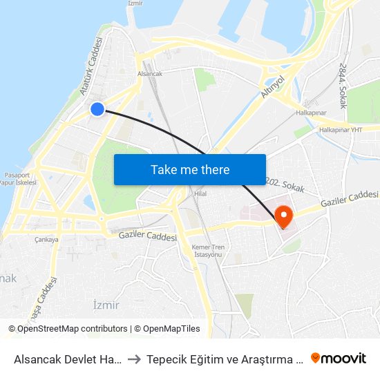 Alsancak Devlet Hastanesi to Tepecik Eğitim ve Araştırma Hastanesi map