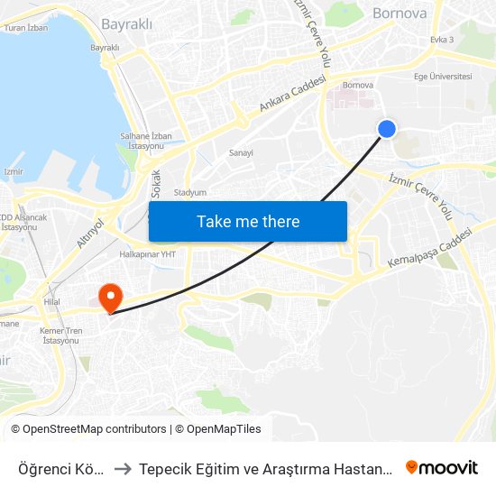 Öğrenci Köyü to Tepecik Eğitim ve Araştırma Hastanesi map