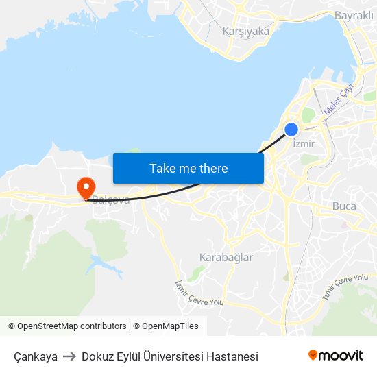 Çankaya to Dokuz Eylül Üniversitesi Hastanesi map