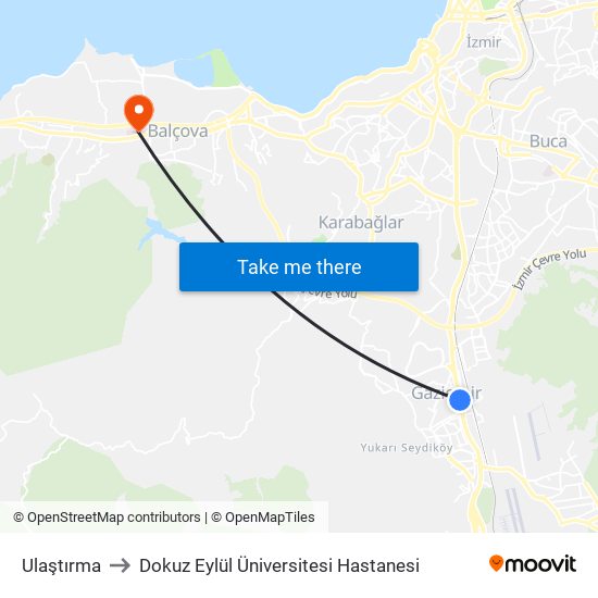 Ulaştırma to Dokuz Eylül Üniversitesi Hastanesi map