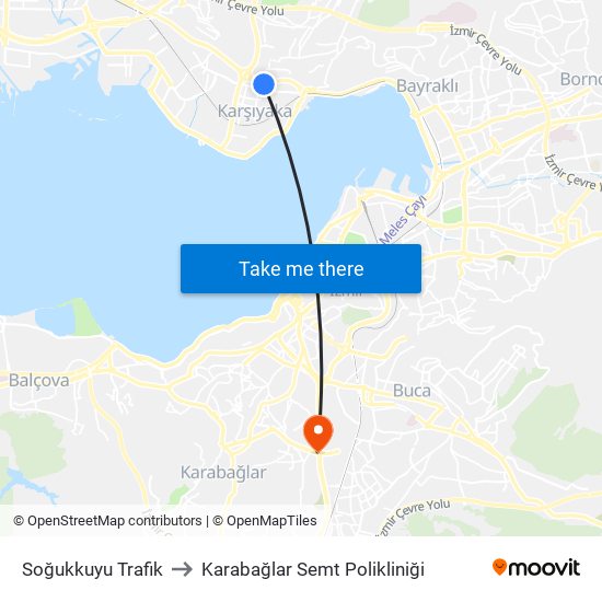 Soğukkuyu Trafik to Karabağlar Semt Polikliniği map