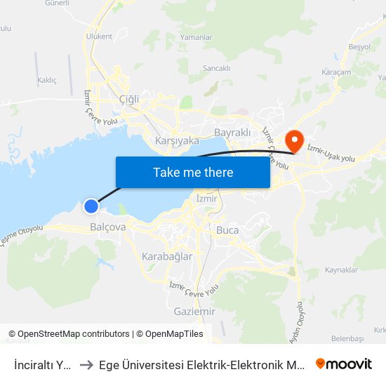 İnciraltı Yurdu to Ege Üniversitesi Elektrik-Elektronik Mühendisliği map