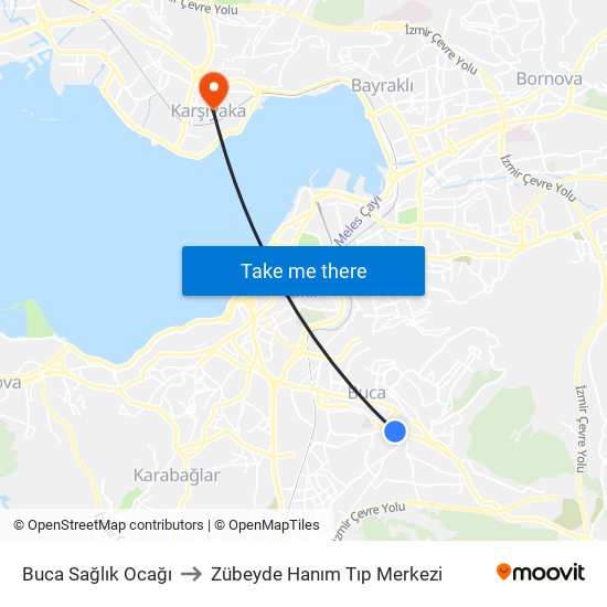 Buca Sağlık Ocağı to Zübeyde Hanım Tıp Merkezi map