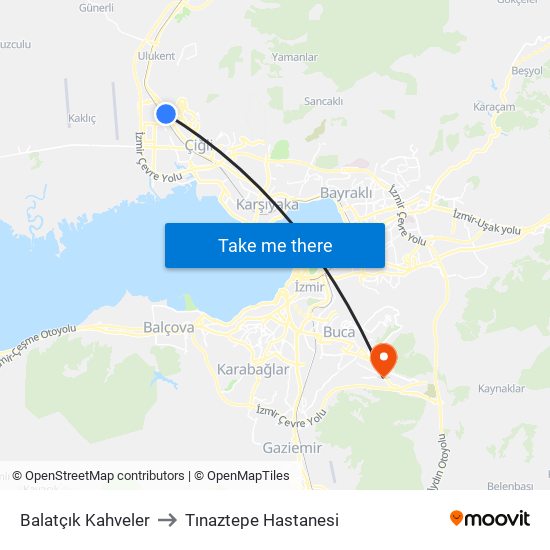 Balatçık Kahveler to Tınaztepe Hastanesi map