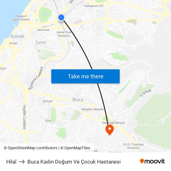 Hilal to Buca Kadın Doğum Ve Çocuk Hastanesi map