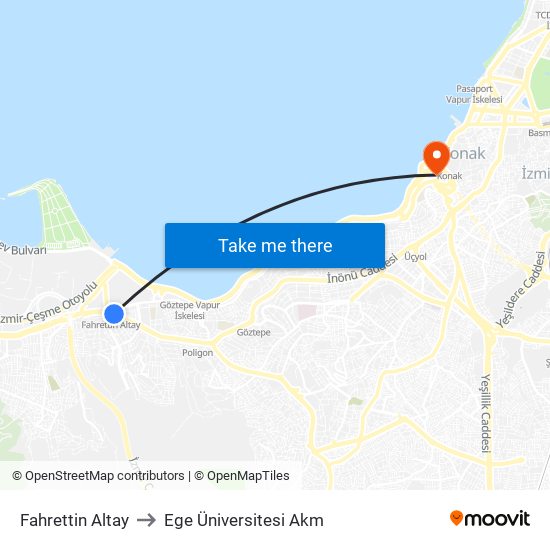 Fahrettin Altay to Ege Üniversitesi Akm map