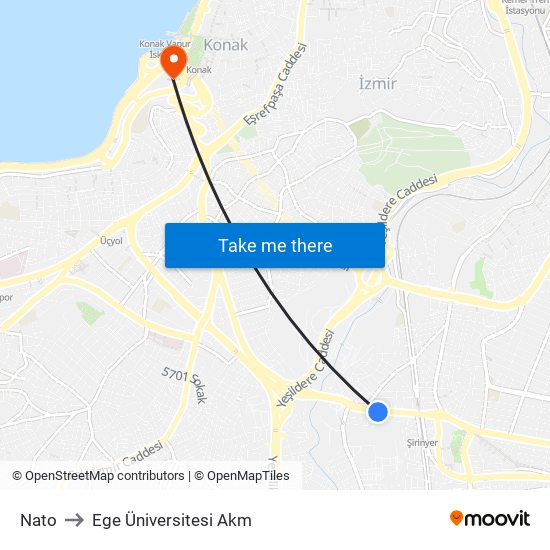 Nato to Ege Üniversitesi Akm map