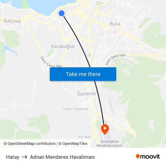 Hatay to Adnan Menderes Havalimanı map