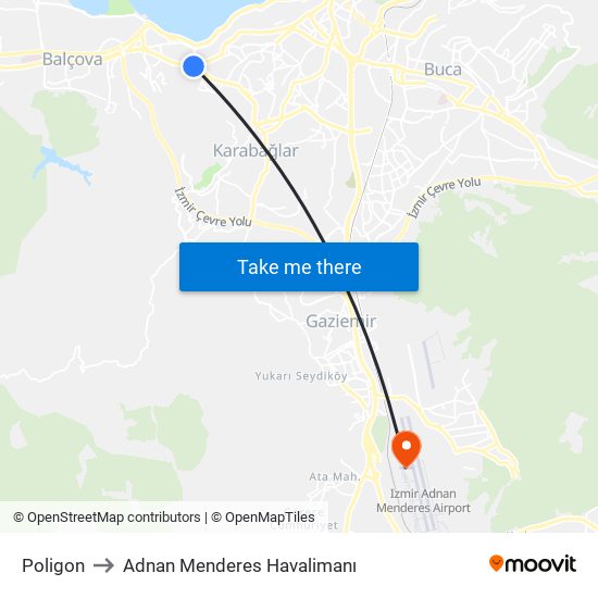 Poligon to Adnan Menderes Havalimanı map