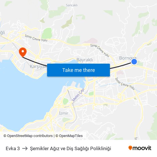 Evka 3 to Şemikler Ağız ve Diş Sağlığı Polikliniği map