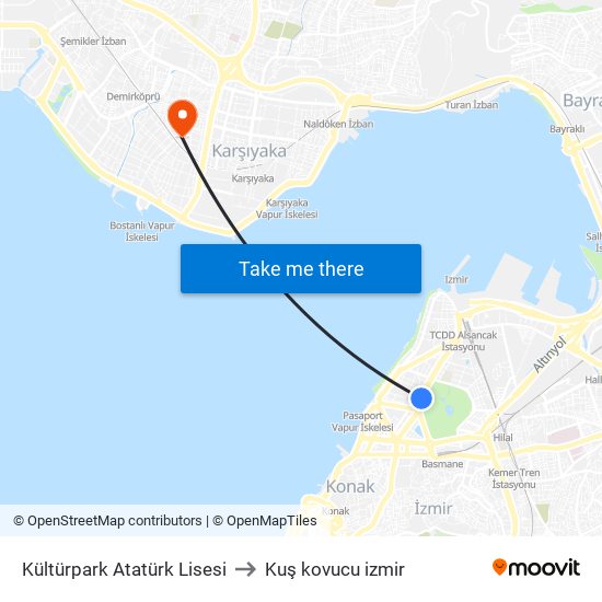 Kültürpark Atatürk Lisesi to Kuş kovucu izmir map