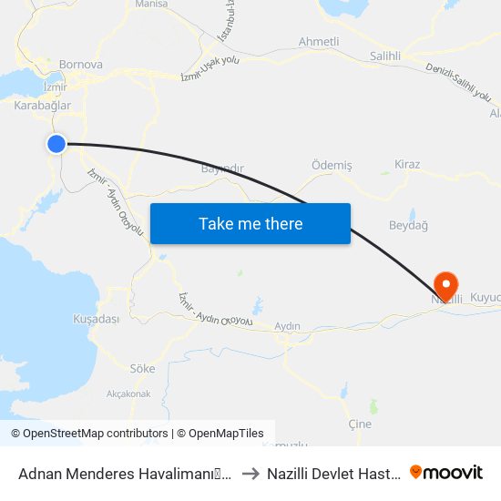 Adnan Menderes Havalimanı✈(Havaş) to Nazilli Devlet Hastanesi map