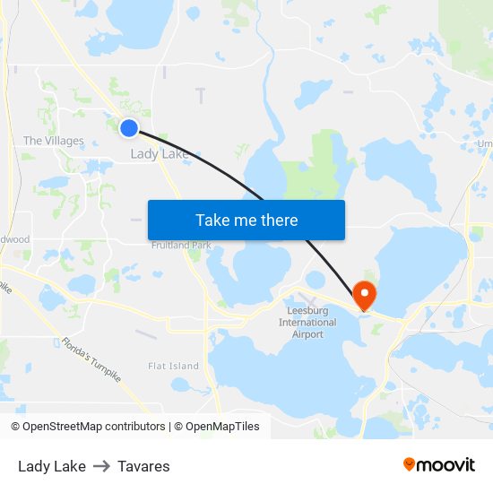 Lady Lake to Tavares map