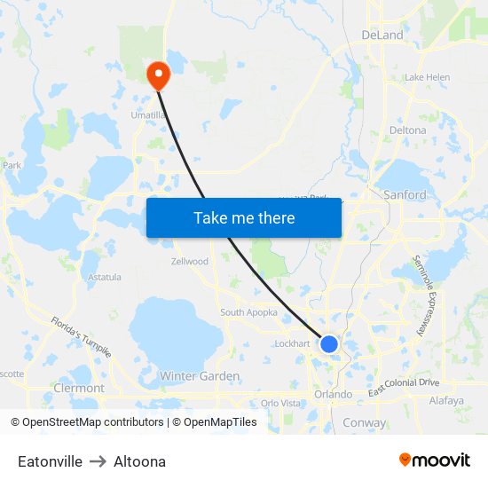 Eatonville to Altoona map