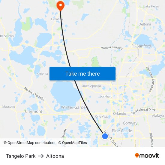 Tangelo Park to Altoona map