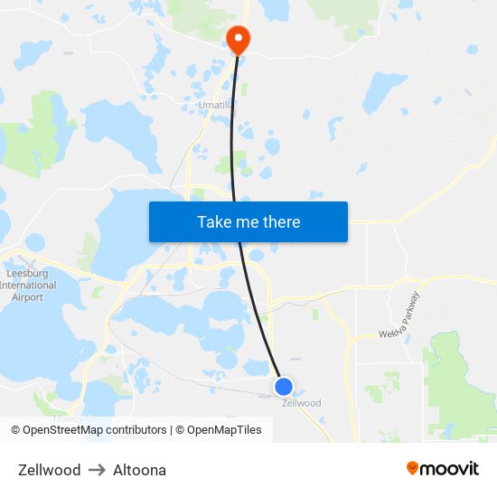 Zellwood to Altoona map