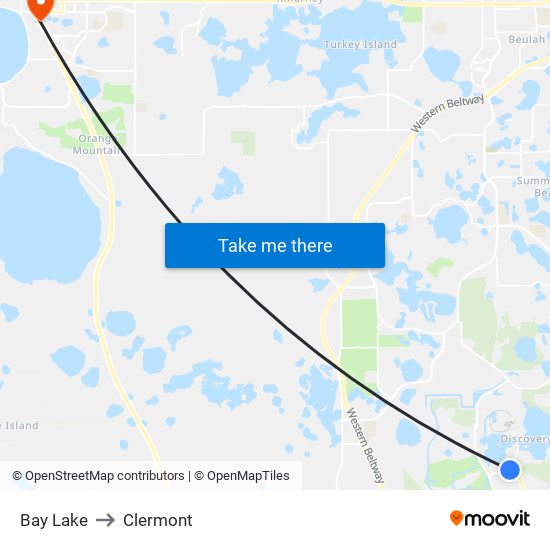 Bay Lake to Clermont map