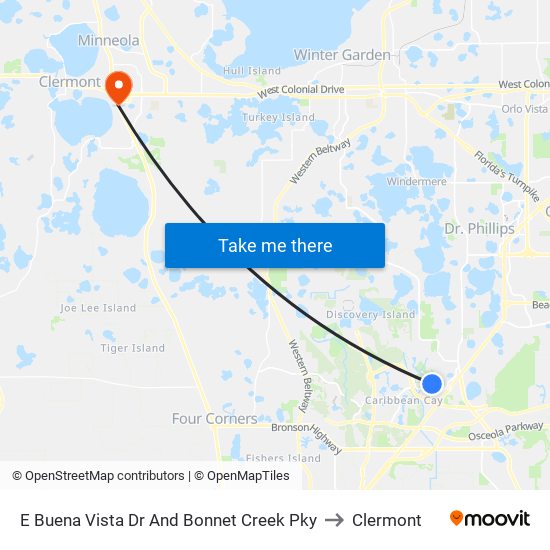 E Buena Vista Dr And Bonnet Creek Pky to Clermont map