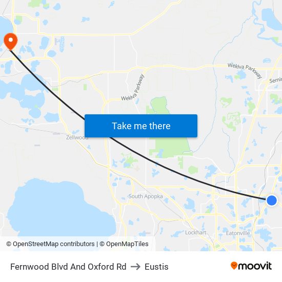 Fernwood Blvd And Oxford Rd to Eustis map