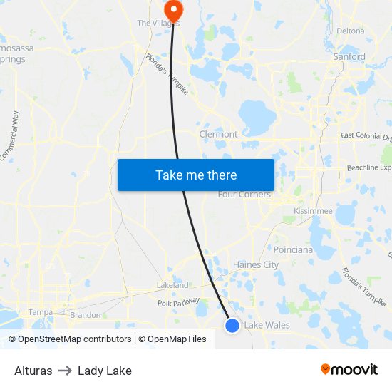 Alturas to Lady Lake map