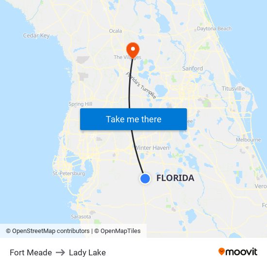 Fort Meade to Lady Lake map