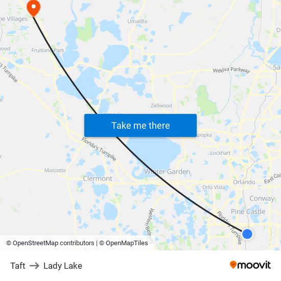 Taft to Lady Lake map