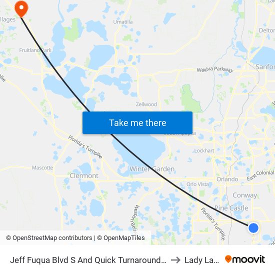 Jeff Fuqua Blvd S And Quick Turnaround Rd to Lady Lake map