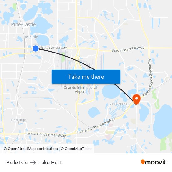 Belle Isle to Lake Hart map