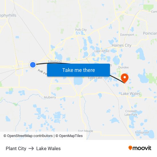 Plant City to Lake Wales map