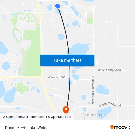 Dundee to Lake Wales map