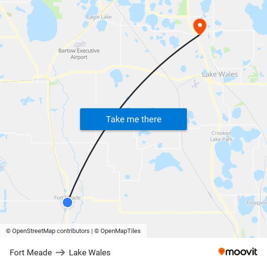 Fort Meade to Lake Wales map