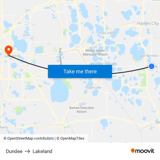 Dundee to Lakeland map