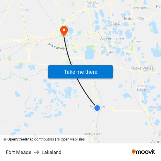 Fort Meade to Lakeland map