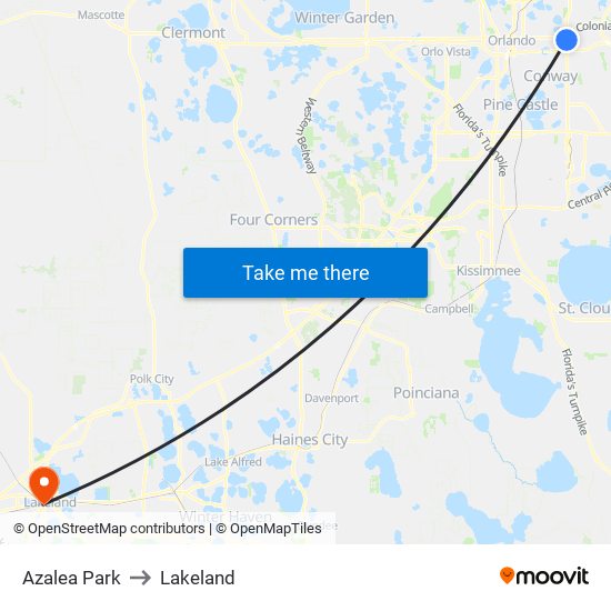 Azalea Park to Lakeland map