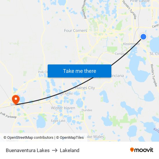 Buenaventura Lakes to Lakeland map