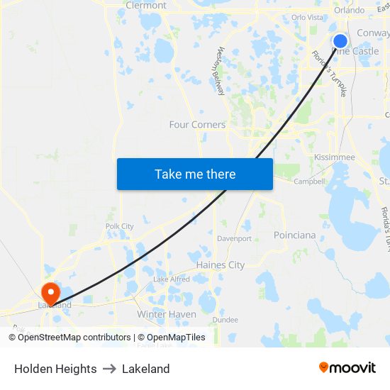 Holden Heights to Lakeland map