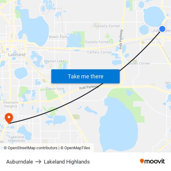 Auburndale to Lakeland Highlands map