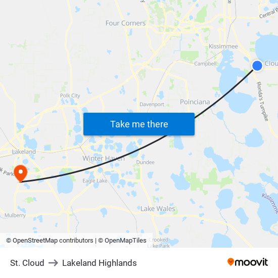 St. Cloud to Lakeland Highlands map