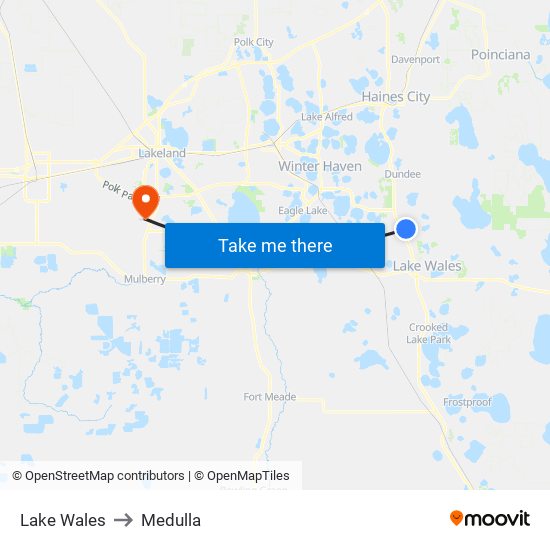 Lake Wales to Medulla map