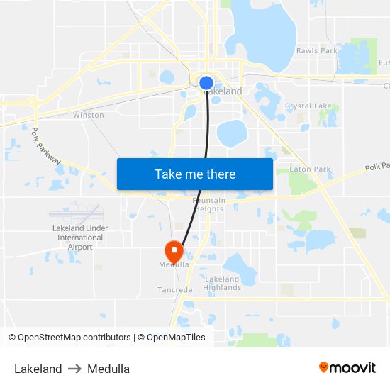 Lakeland to Medulla map