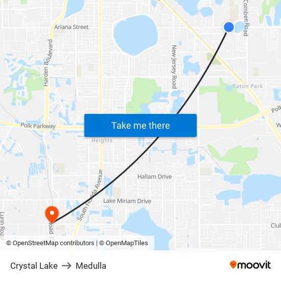 Crystal Lake to Medulla map