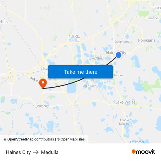 Haines City to Medulla map