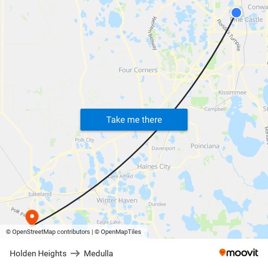 Holden Heights to Medulla map