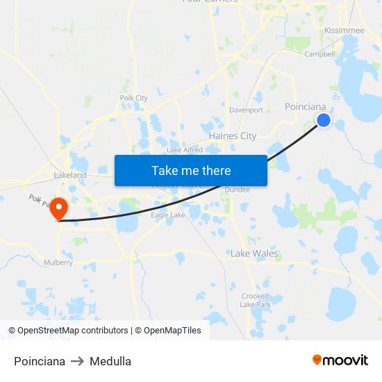 Poinciana to Medulla map