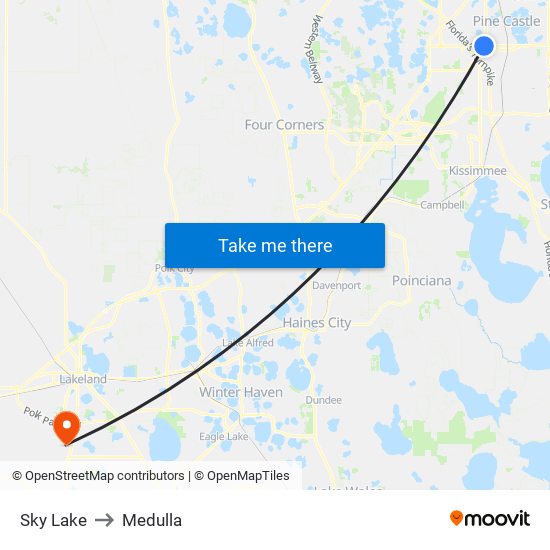 Sky Lake to Medulla map