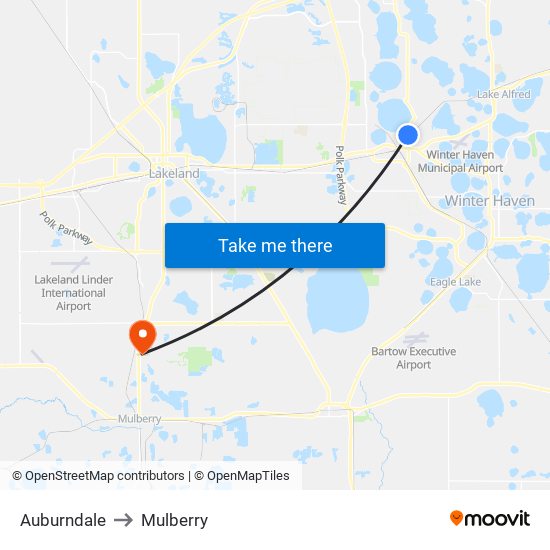 Auburndale to Mulberry map