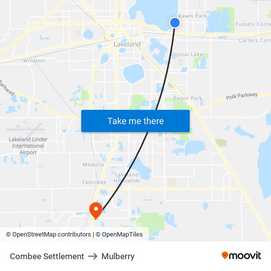 Combee Settlement to Mulberry map