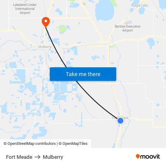 Fort Meade to Mulberry map